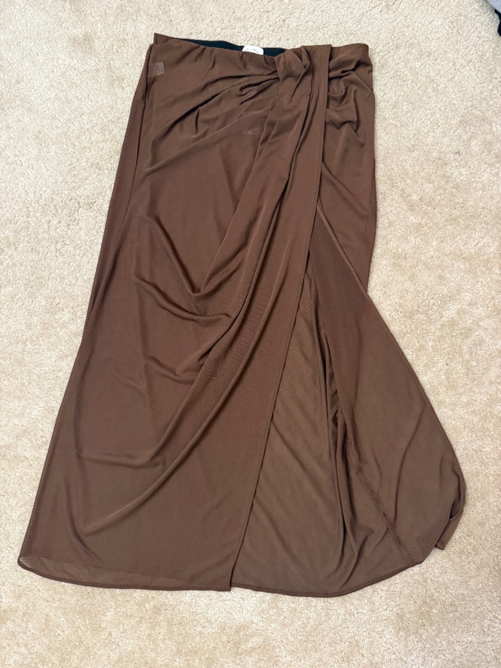 NWT LOFT Beach Brown Wrap Maxi Skirt Medium
